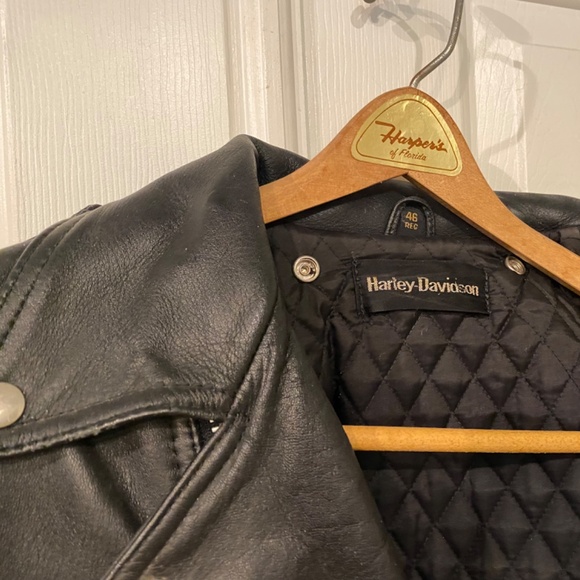 Harley-Davidson 🏍️ Men’s 46R Full Zip Classic Heavy Leather Riding Jacket - Picture 5 of 13